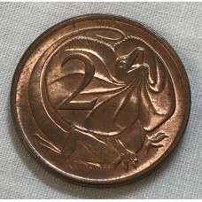 AUSTRALIA 1980 . TWO 2 CENTS COIN . FRILLED NECK LIZARD